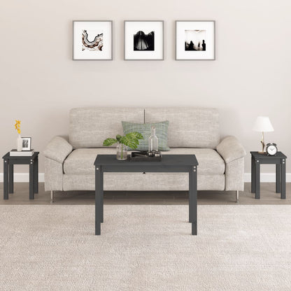 Satztische 3 Stk. Grau Massivholz Kiefer - Pazzar.ch