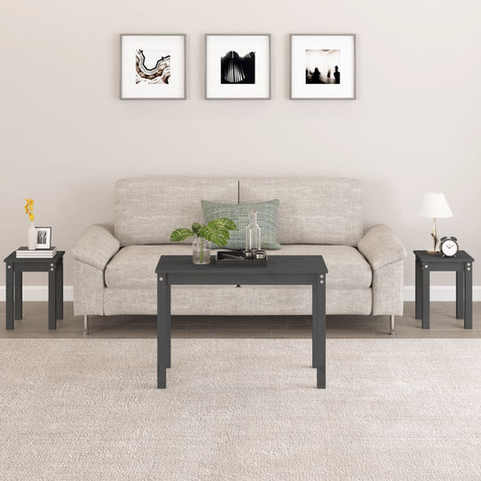 Satztische 3 Stk. Grau Massivholz Kiefer - Pazzar.ch