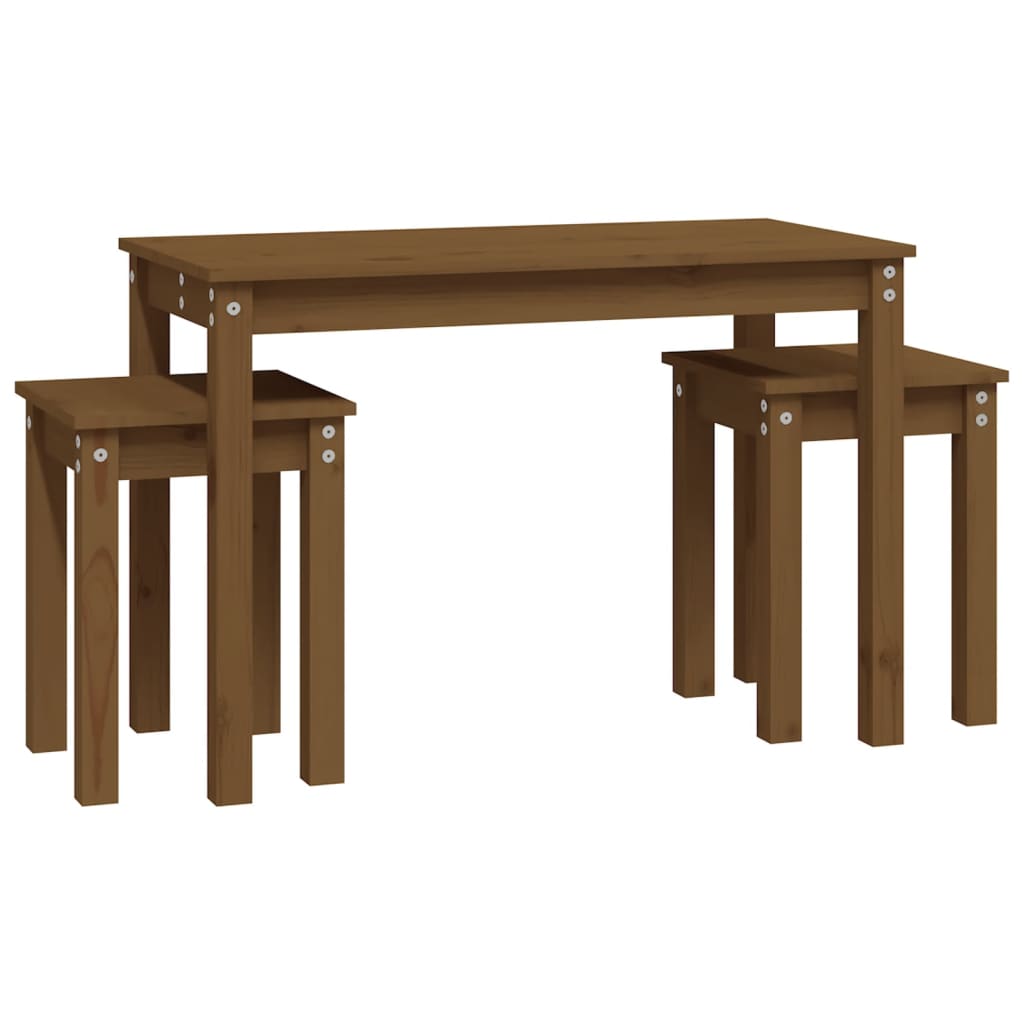 Satztische 3 Stk. Honigbraun Massivholz Kiefer - Pazzar.ch