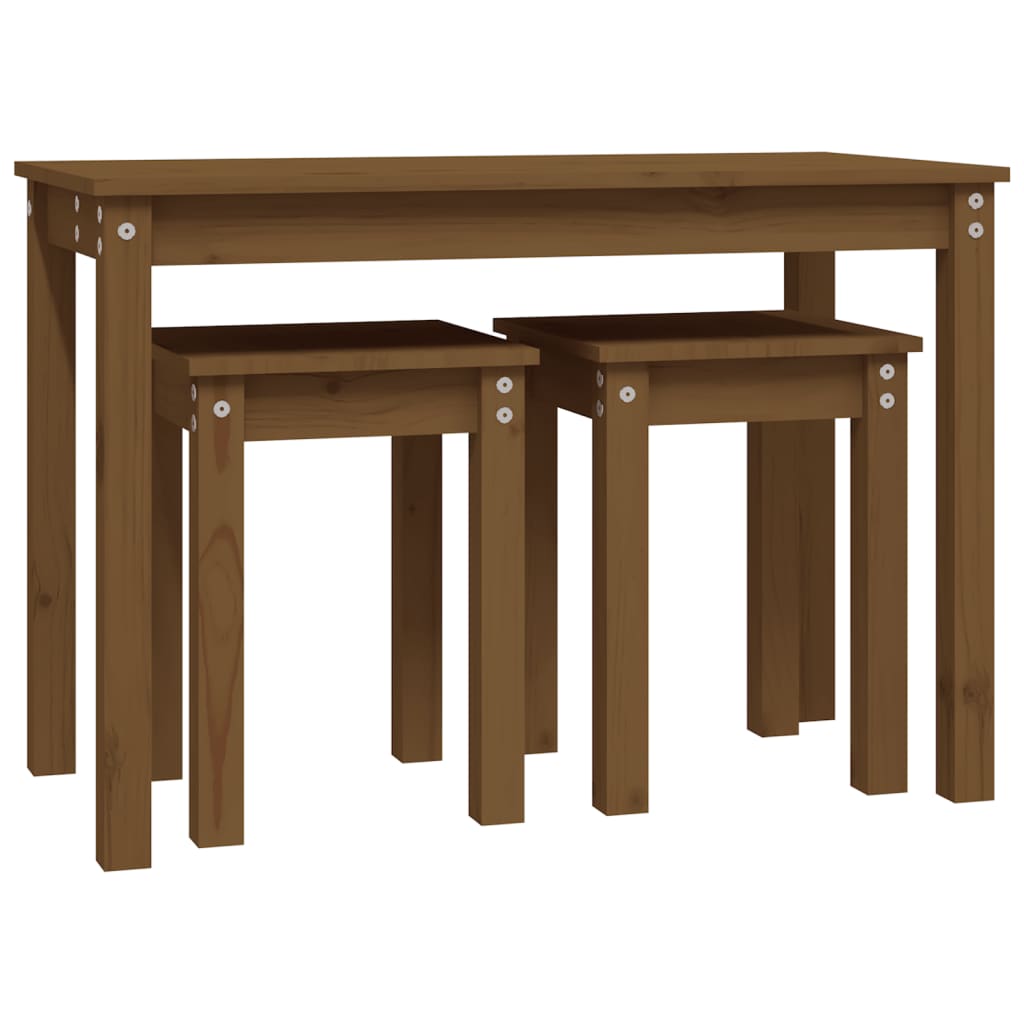 Satztische 3 Stk. Honigbraun Massivholz Kiefer - Pazzar.ch