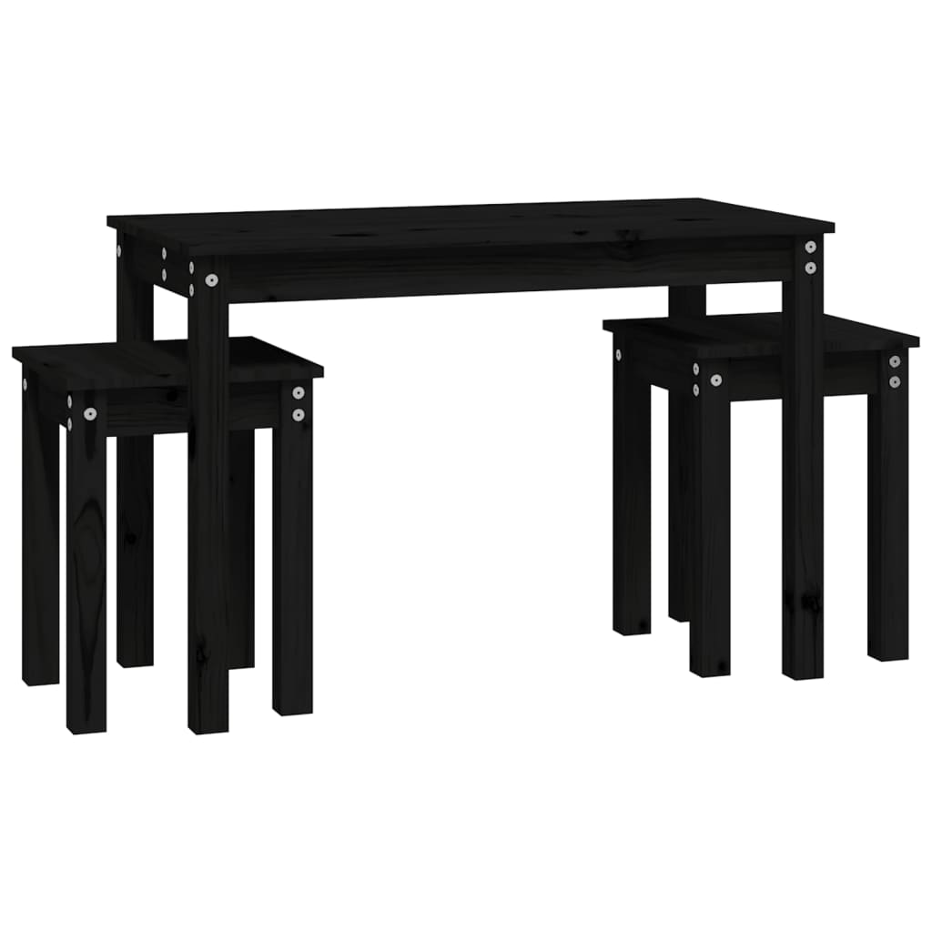 Satztische 3 Stk. Schwarz Massivholz Kiefer - Pazzar.ch