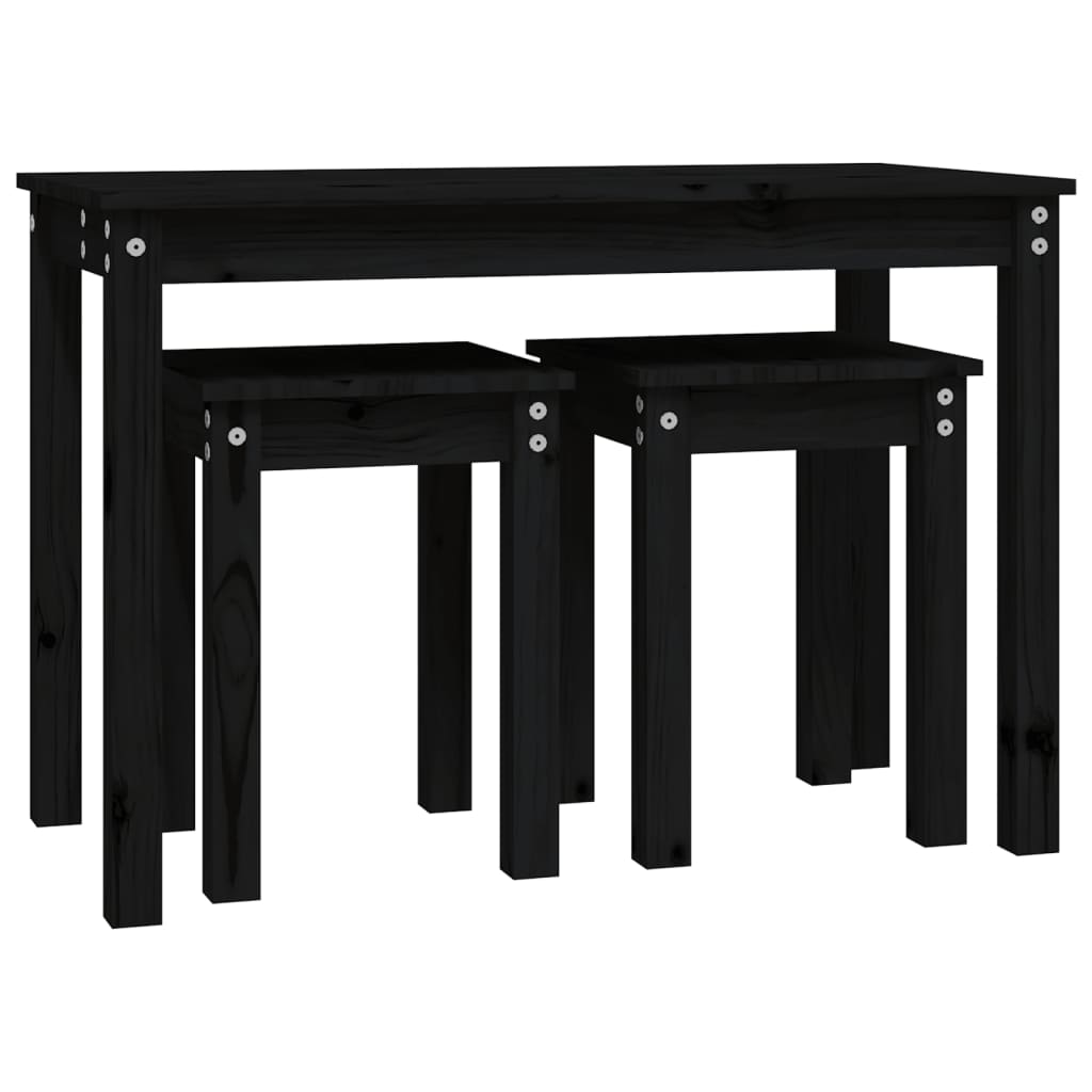Satztische 3 Stk. Schwarz Massivholz Kiefer - Pazzar.ch