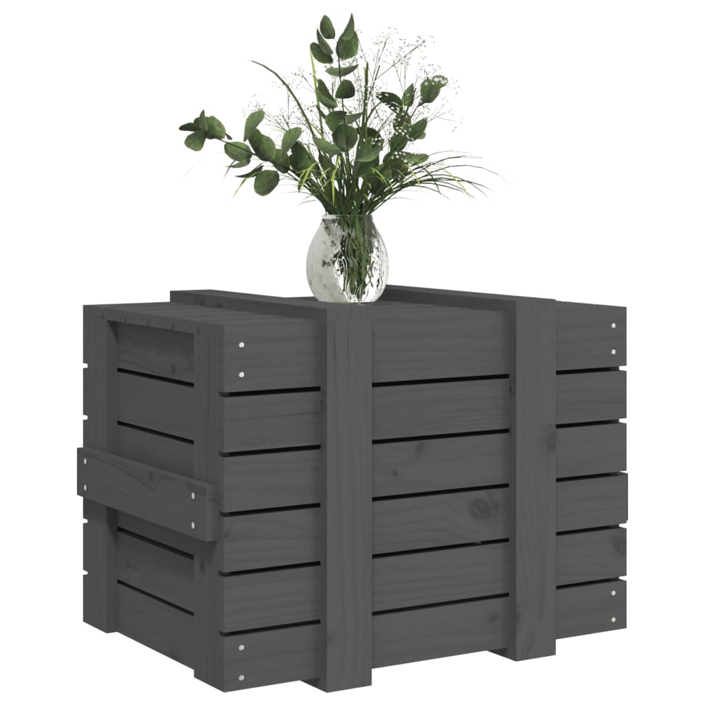Truhe Grau 58x40,5x42 cm Massivholz Kiefer - Pazzar.ch
