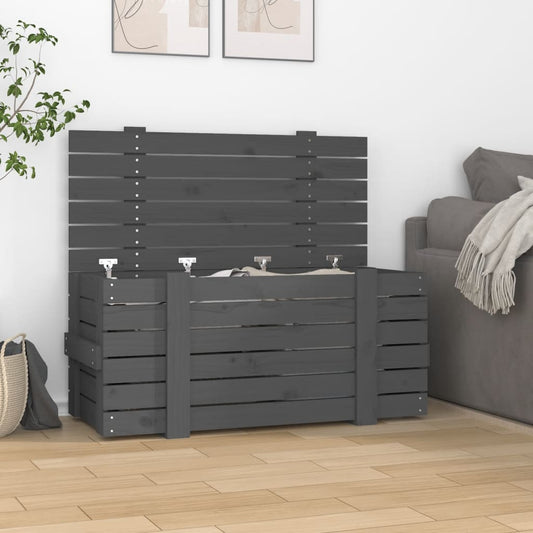 Truhe Grau 91x40,5x42 cm Massivholz Kiefer - Pazzar.ch
