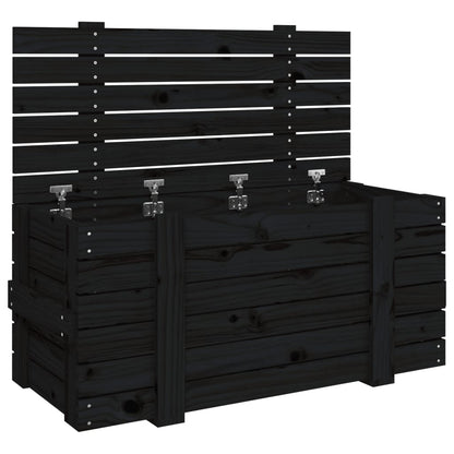 Truhe Schwarz 91x40,5x42 cm Massivholz Kiefer - Pazzar.ch