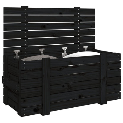Truhe Schwarz 91x40,5x42 cm Massivholz Kiefer - Pazzar.ch