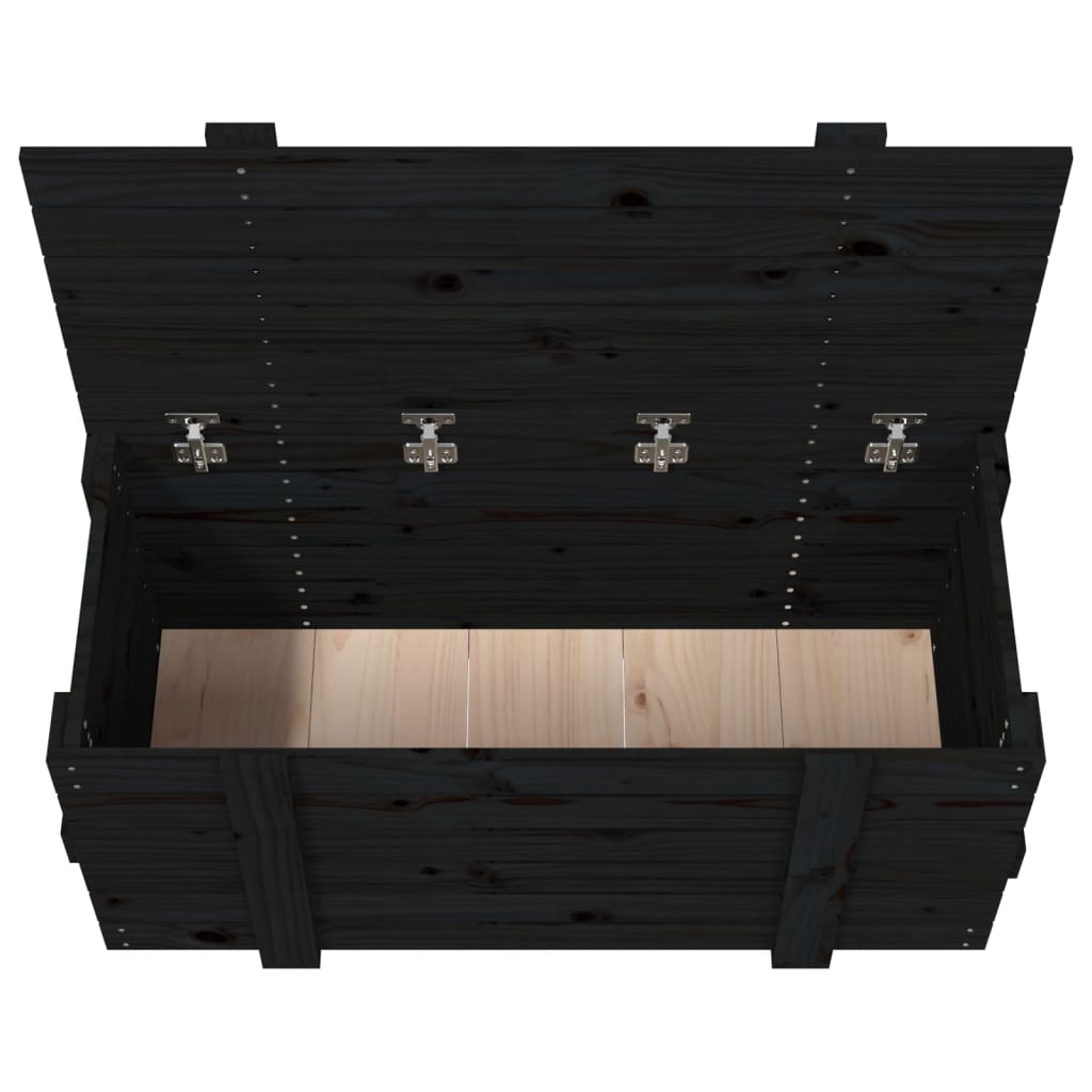 Truhe Schwarz 91x40,5x42 cm Massivholz Kiefer - Pazzar.ch
