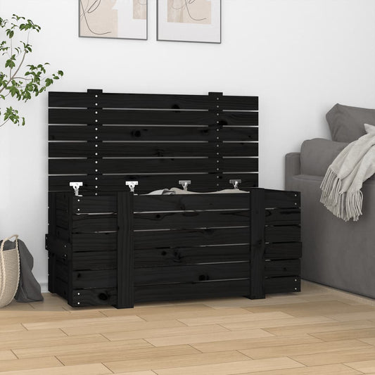 Truhe Schwarz 91x40,5x42 cm Massivholz Kiefer - Pazzar.ch