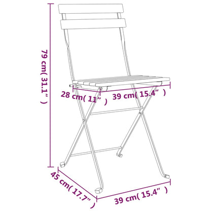 3-tlg. Bistro-Set Klappbar Massivholz Akazie und Stahl - Pazzar.ch