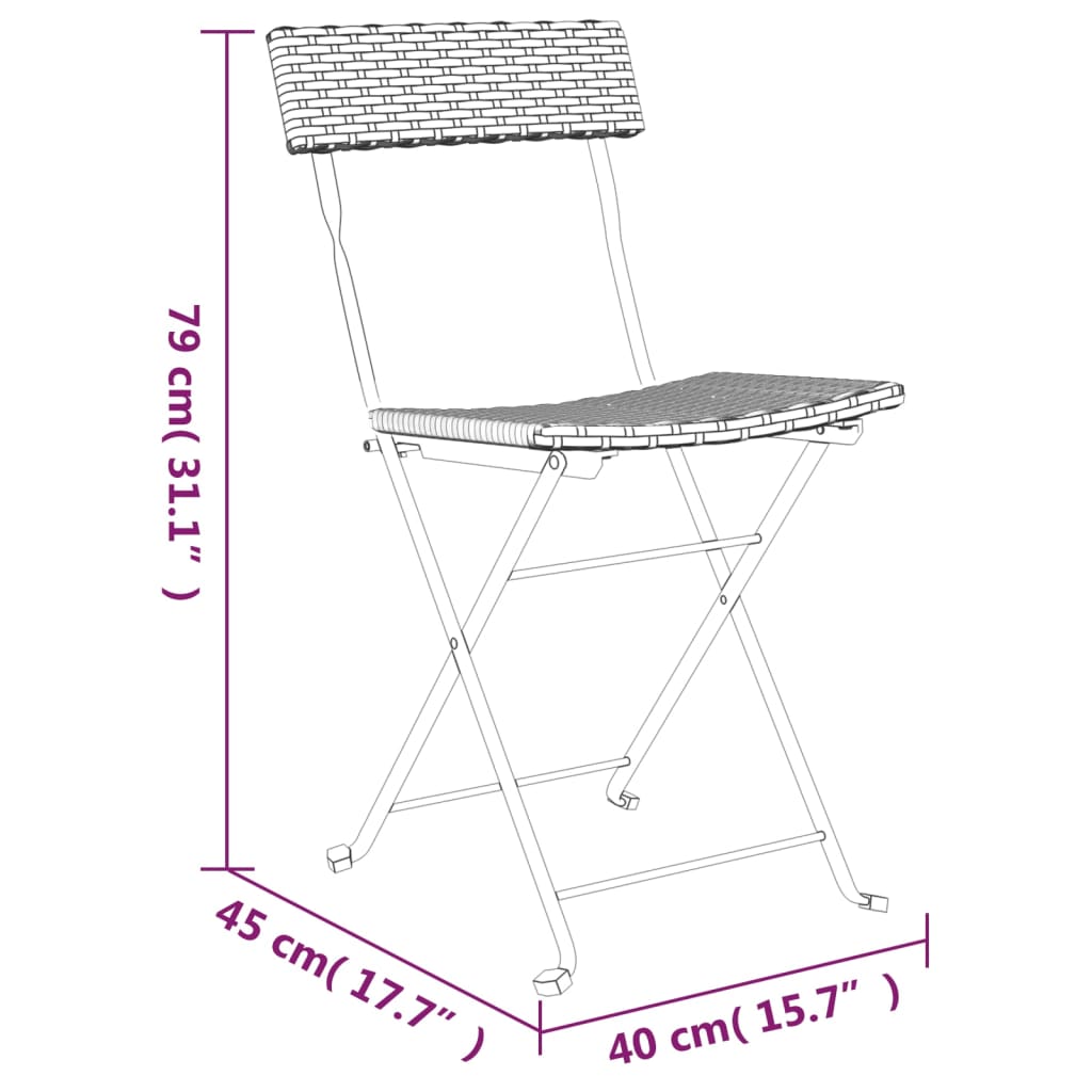 Bistrostühle 2 Stk. Klappbar Schwarz Poly Rattan und Stahl - Pazzar.ch