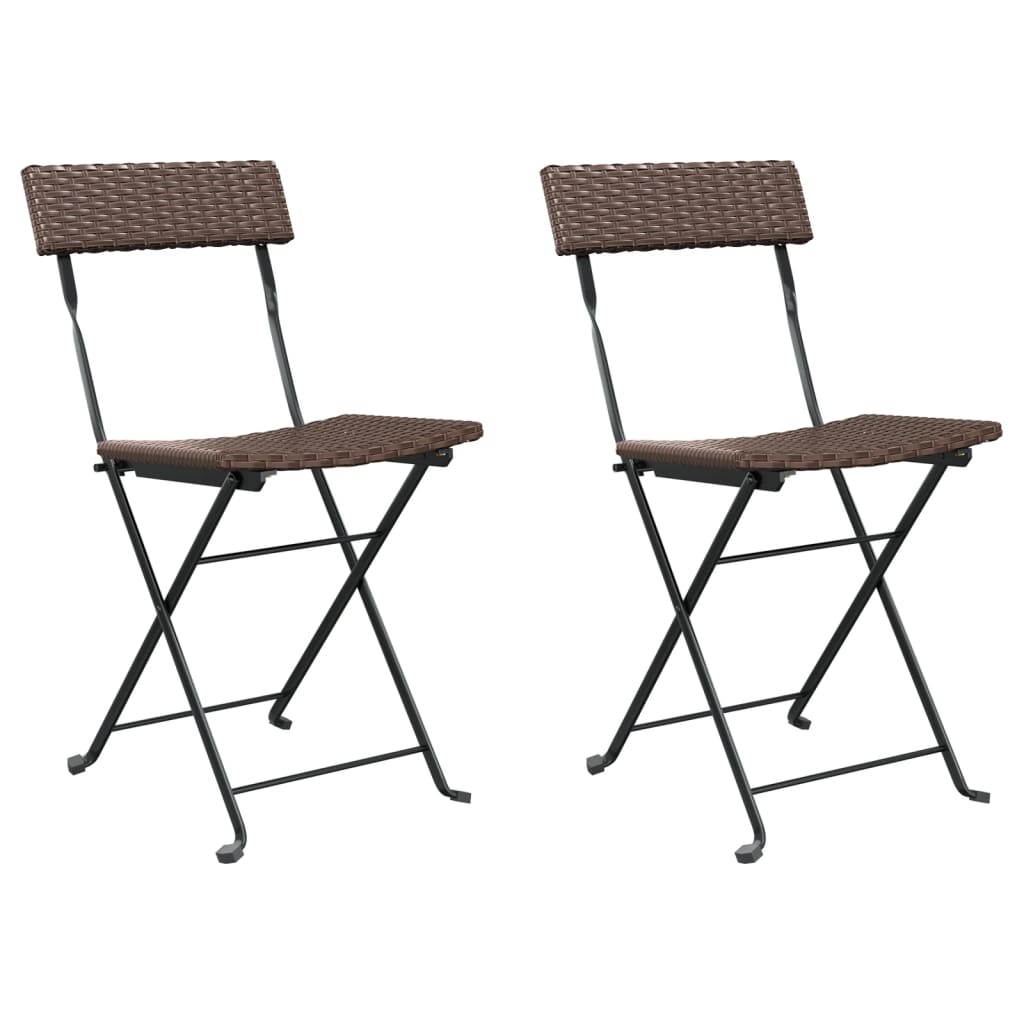 Bistrostühle 2 Stk. Klappbar Braun Poly Rattan und Stahl - Pazzar.ch