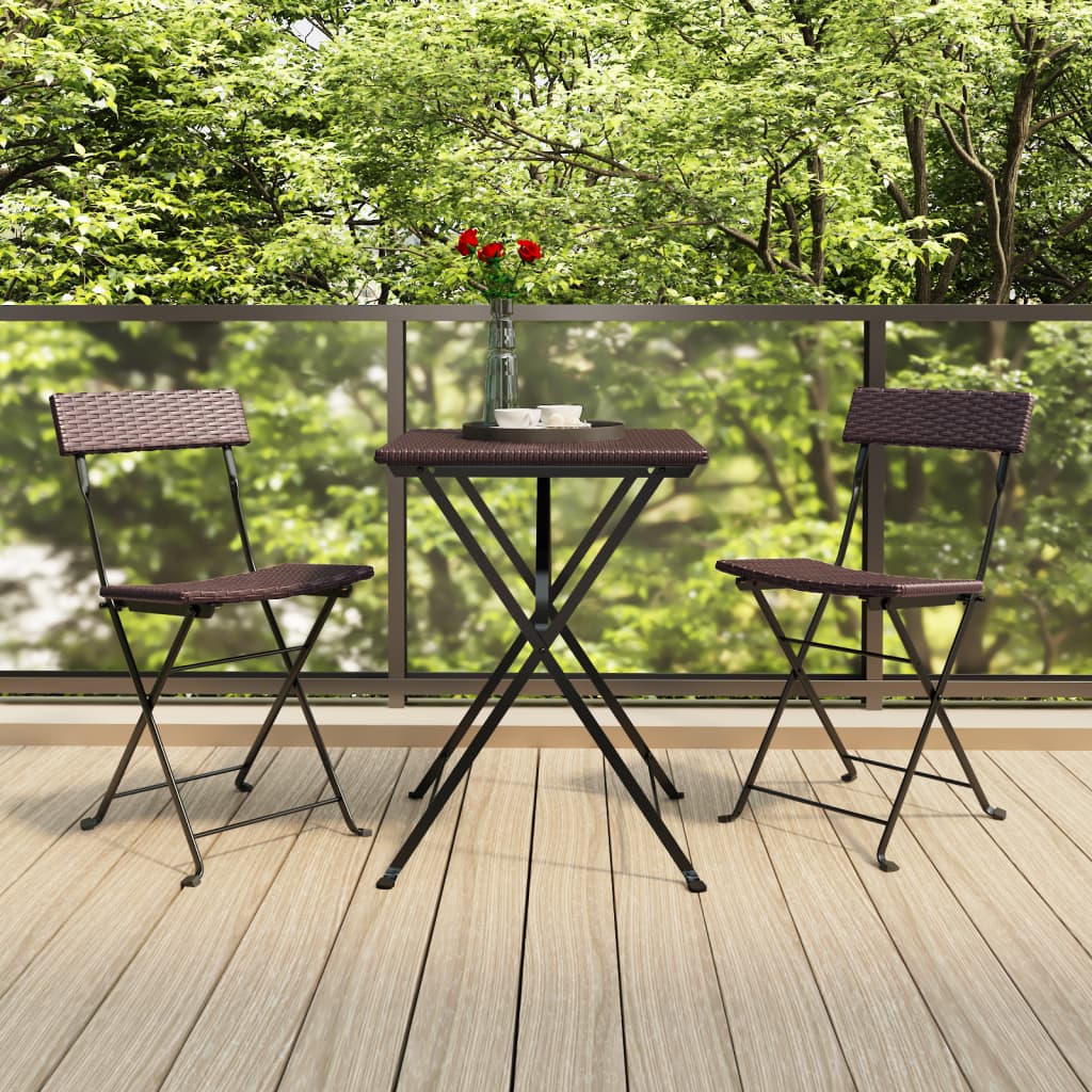 Bistrostühle 2 Stk. Klappbar Braun Poly Rattan und Stahl - Pazzar.ch