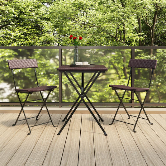 Bistrostühle 2 Stk. Klappbar Braun Poly Rattan und Stahl - Pazzar.ch
