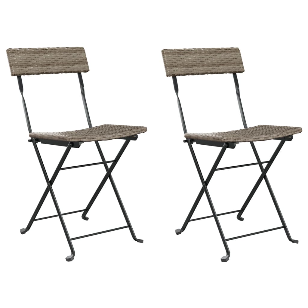Bistrostühle 2 Stk. Klappbar Grau Poly Rattan und Stahl - Pazzar.ch