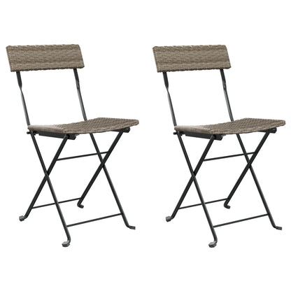 Bistrostühle 2 Stk. Klappbar Grau Poly Rattan und Stahl - Pazzar.ch