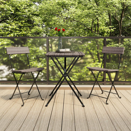 Bistrostühle 2 Stk. Klappbar Grau Poly Rattan und Stahl - Pazzar.ch