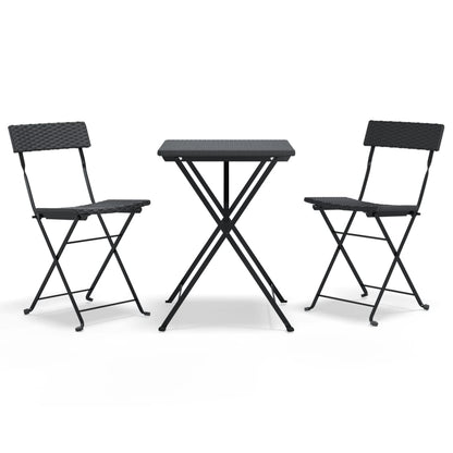 3-tlg. Bistro-Set Klappbar Schwarz Poly Rattan - Pazzar.ch