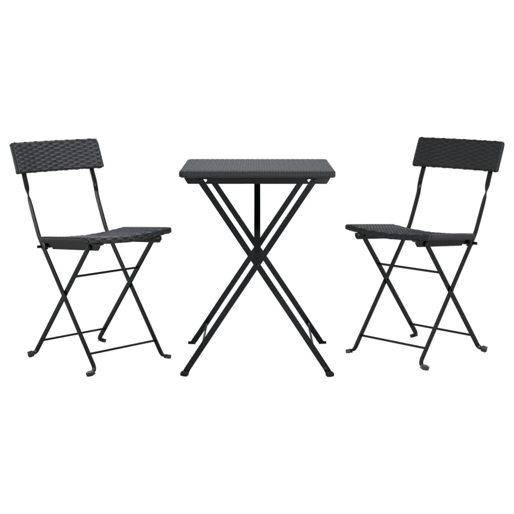 3-tlg. Bistro-Set Klappbar Schwarz Poly Rattan - Pazzar.ch