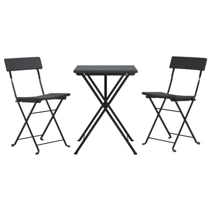 3-tlg. Bistro-Set Klappbar Schwarz Poly Rattan - Pazzar.ch