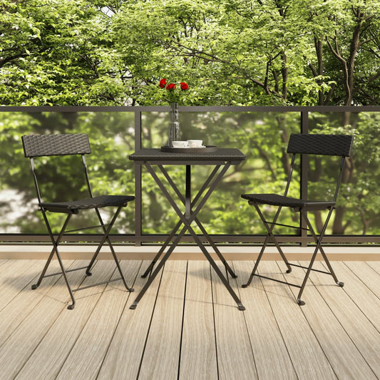 3-tlg. Bistro-Set Klappbar Schwarz Poly Rattan - Pazzar.ch