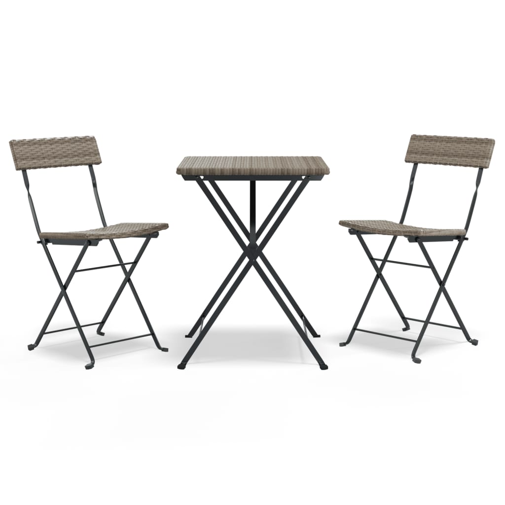 3-tlg. Bistro-Set Klappbar Grau Poly Rattan - Pazzar.ch