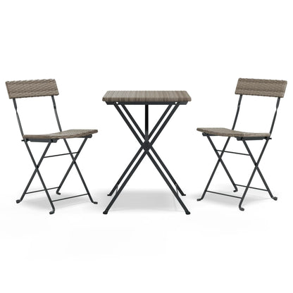3-tlg. Bistro-Set Klappbar Grau Poly Rattan - Pazzar.ch