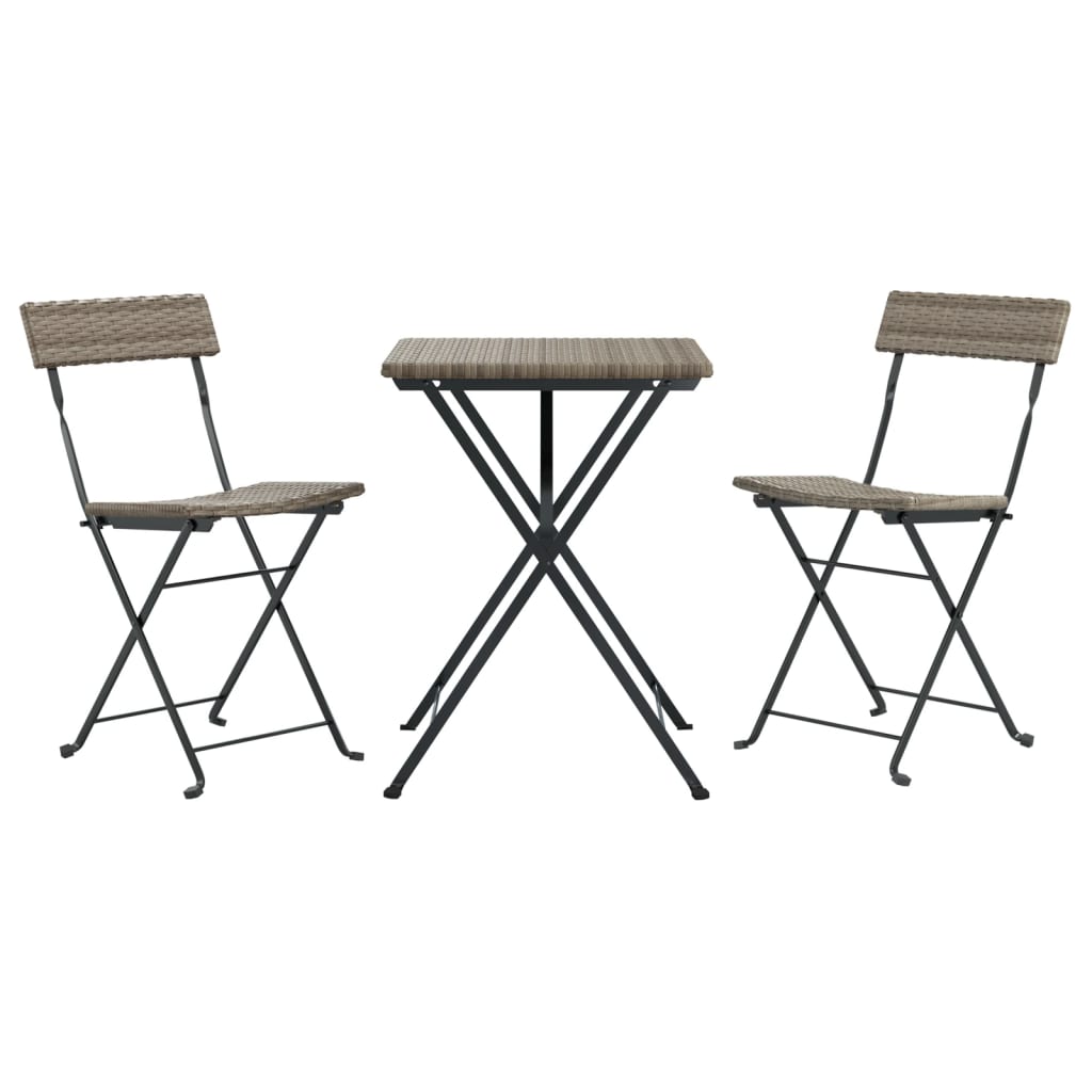 3-tlg. Bistro-Set Klappbar Grau Poly Rattan - Pazzar.ch