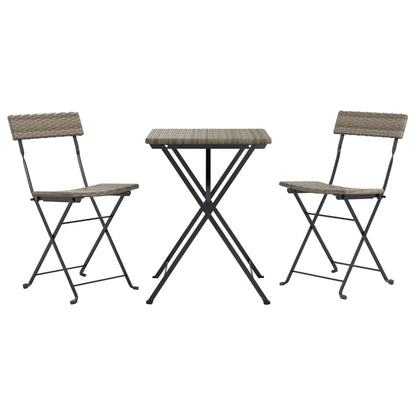 3-tlg. Bistro-Set Klappbar Grau Poly Rattan - Pazzar.ch