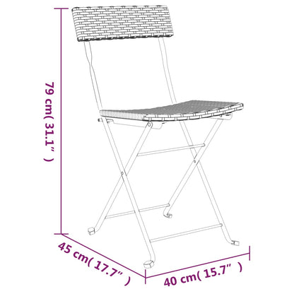 3-tlg. Bistro-Set Klappbar Grau Poly Rattan - Pazzar.ch