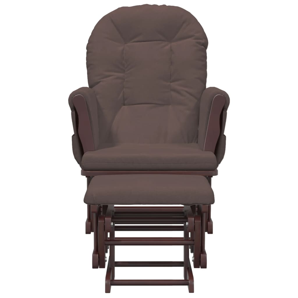 Schaukelsessel mit Hocker Gleitend Braun Stoff