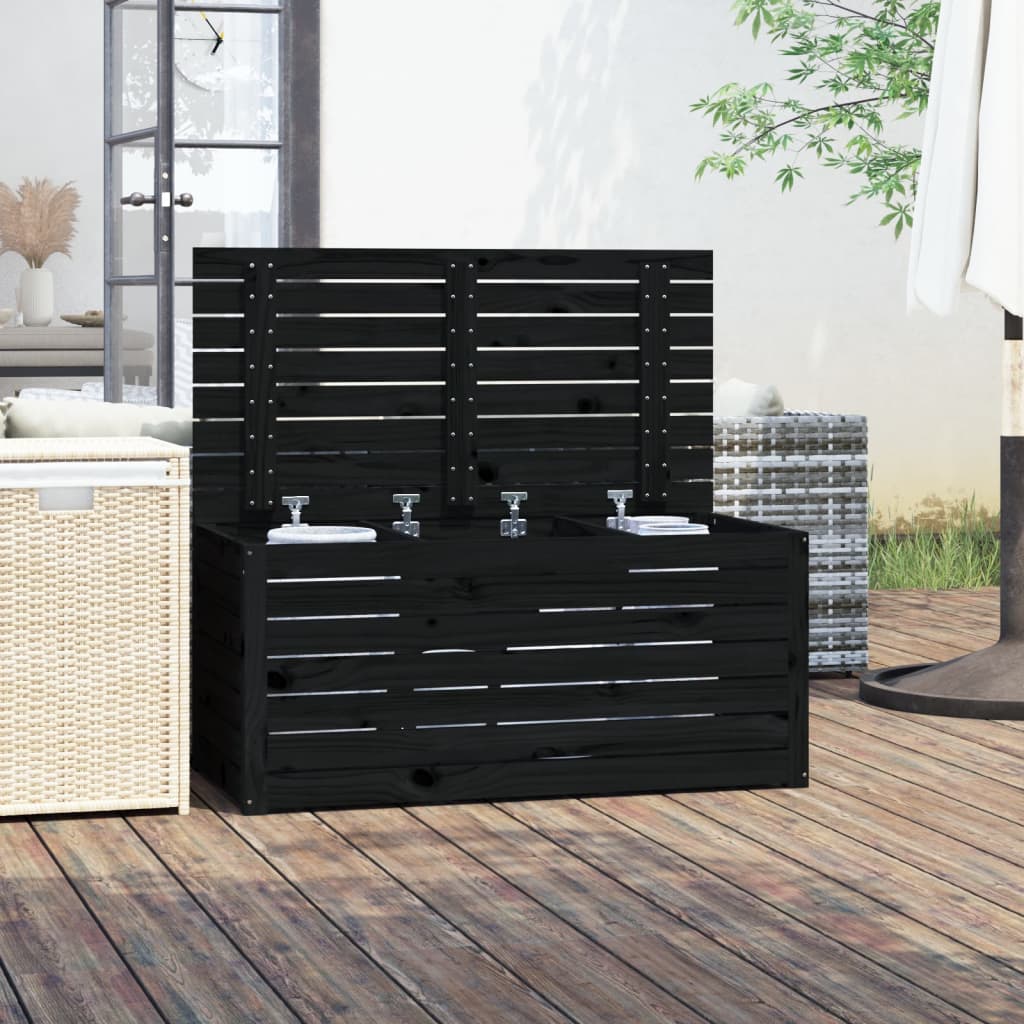 Gartenbox Schwarz 101x50,5x46,5 cm Massivholz Kiefer - Pazzar.ch