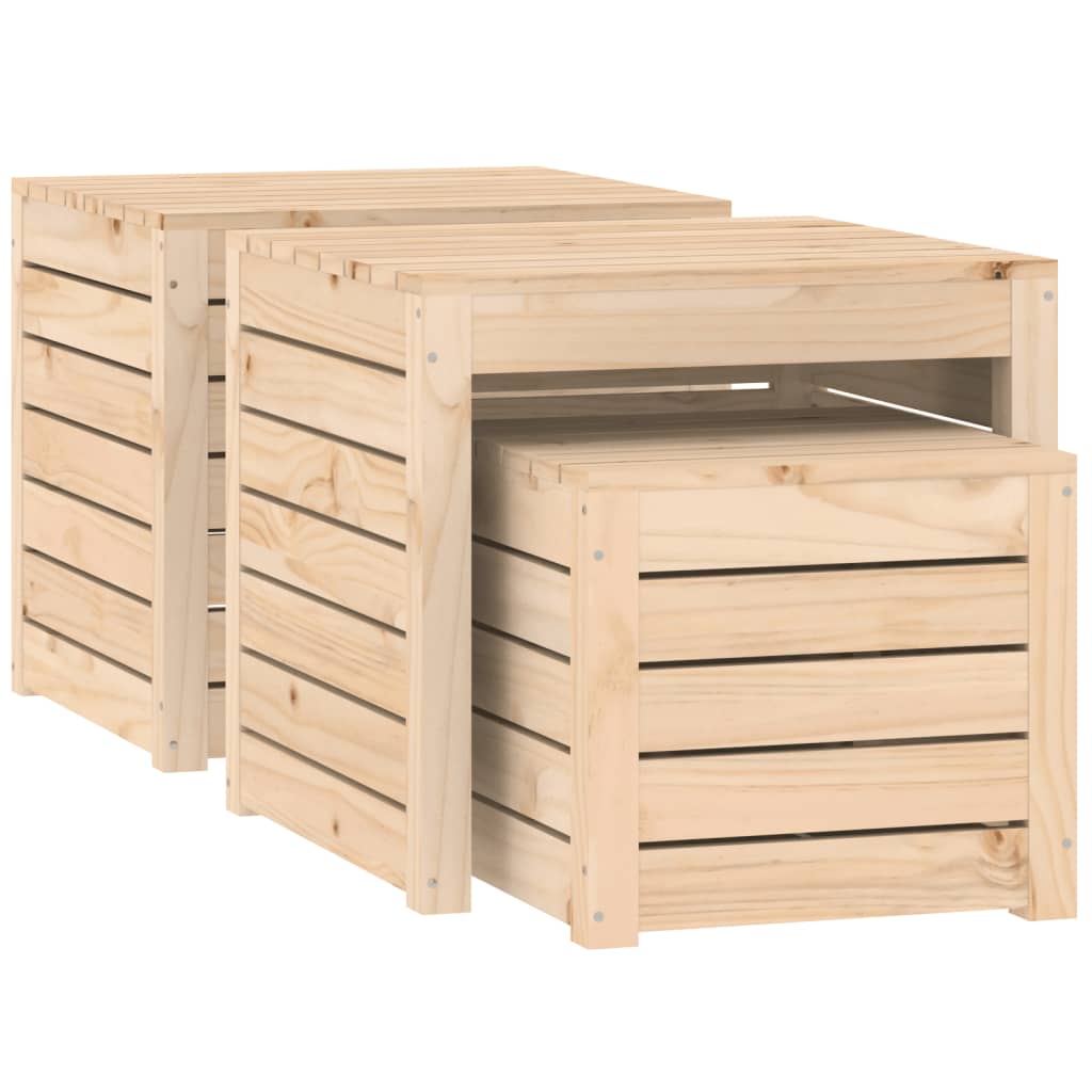 3-tlg. Gartenbox-Set Massivholz Kiefer - Pazzar.ch