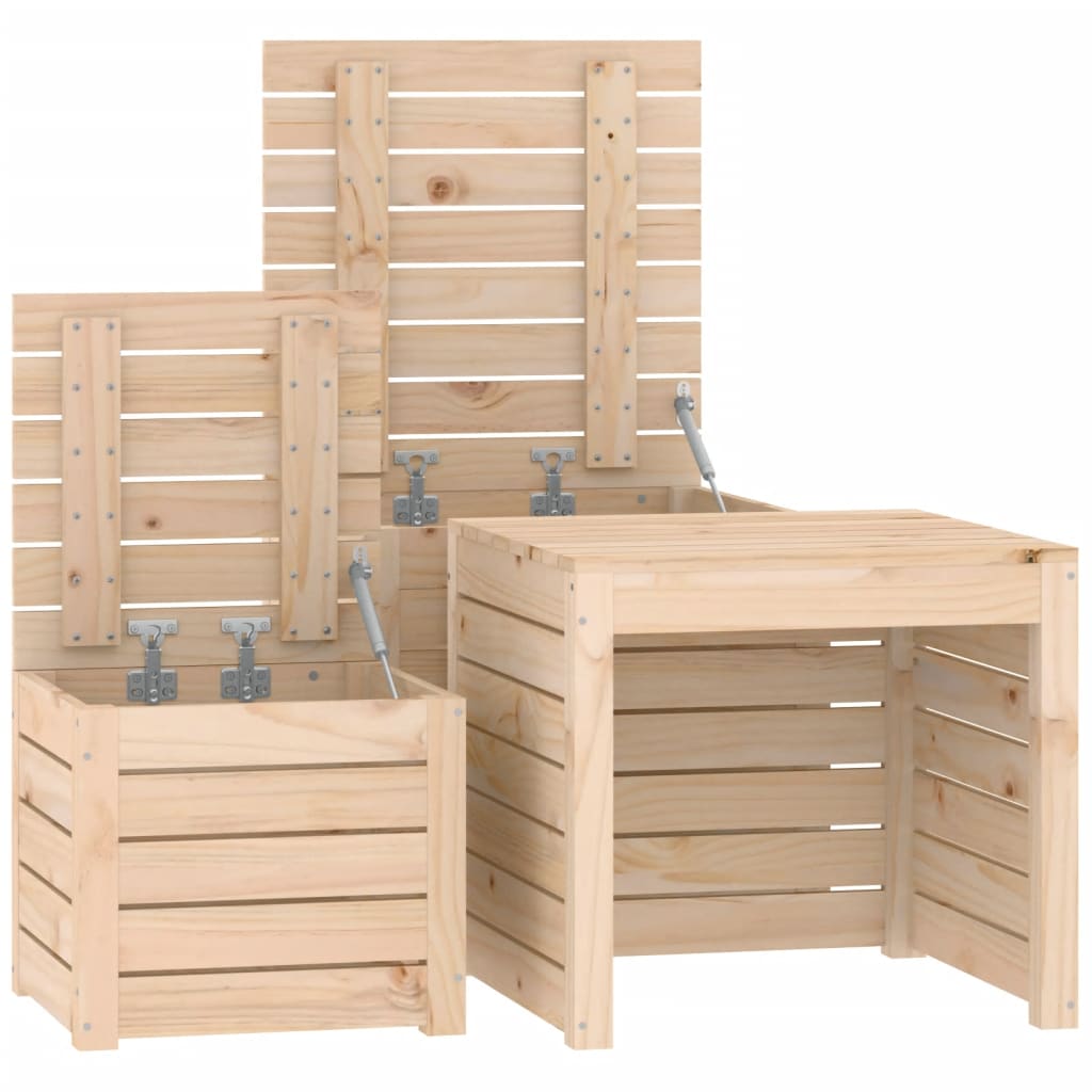 3-tlg. Gartenbox-Set Massivholz Kiefer - Pazzar.ch