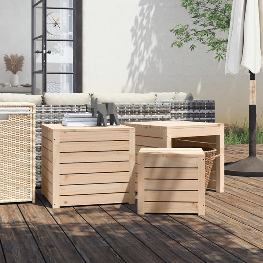 3-tlg. Gartenbox-Set Massivholz Kiefer - Pazzar.ch
