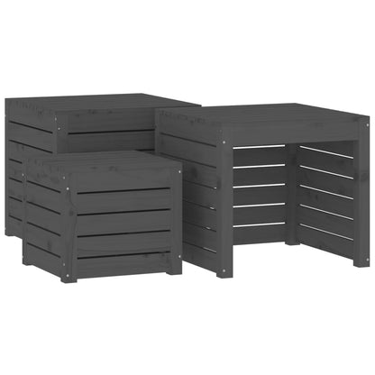 3-tlg. Gartenbox-Set Grau Massivholz Kiefer - Pazzar.ch