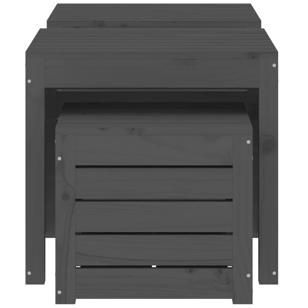 3-tlg. Gartenbox-Set Grau Massivholz Kiefer - Pazzar.ch