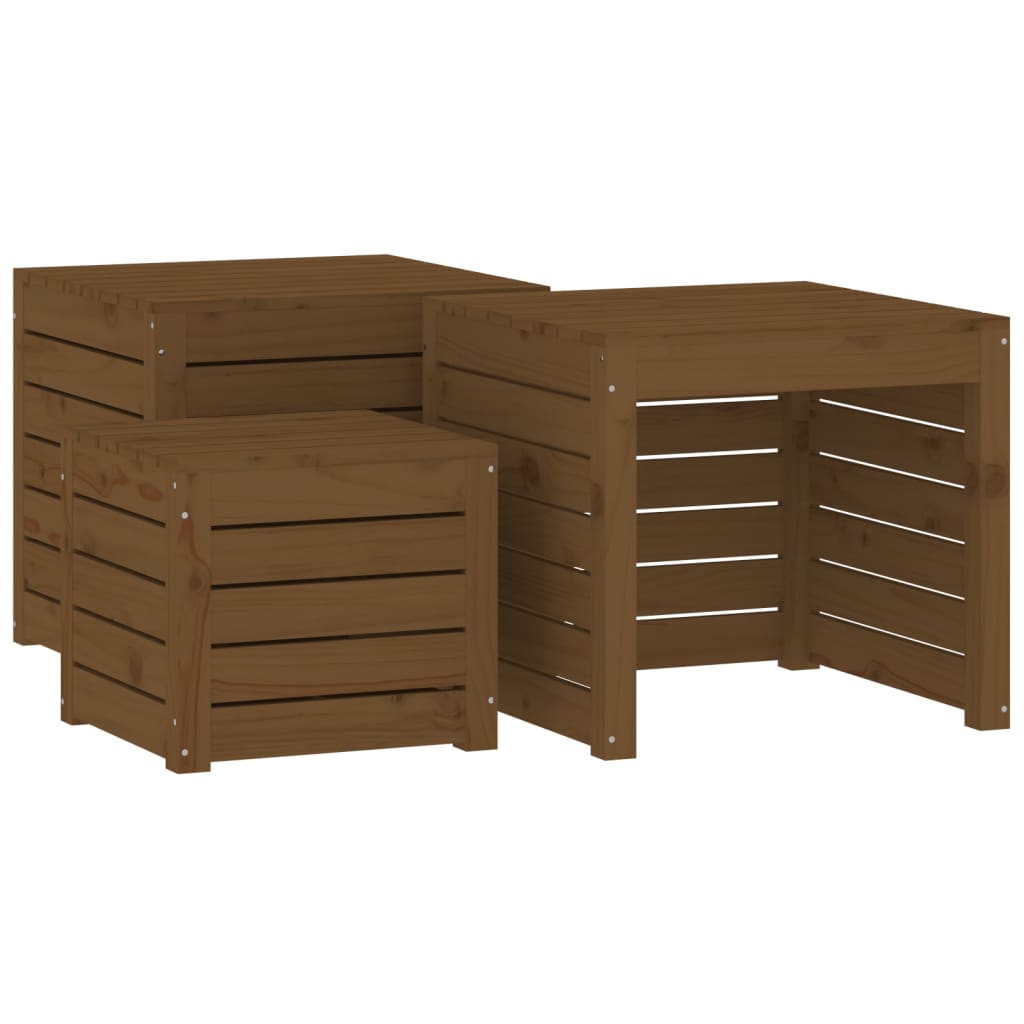 3-tlg. Gartenbox-Set Honigbraun Massivholz Kiefer - Pazzar.ch