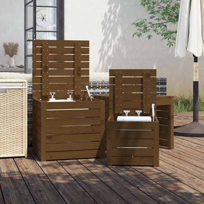 3-tlg. Gartenbox-Set Honigbraun Massivholz Kiefer - Pazzar.ch