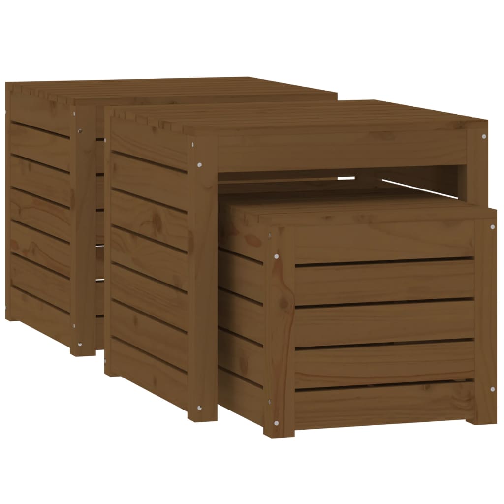3-tlg. Gartenbox-Set Honigbraun Massivholz Kiefer - Pazzar.ch