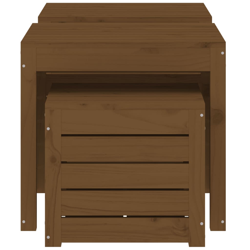 3-tlg. Gartenbox-Set Honigbraun Massivholz Kiefer - Pazzar.ch