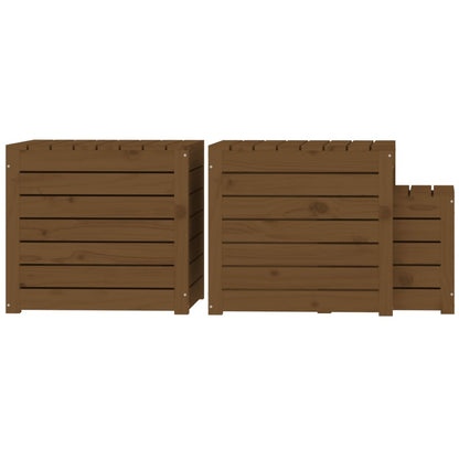 3-tlg. Gartenbox-Set Honigbraun Massivholz Kiefer - Pazzar.ch