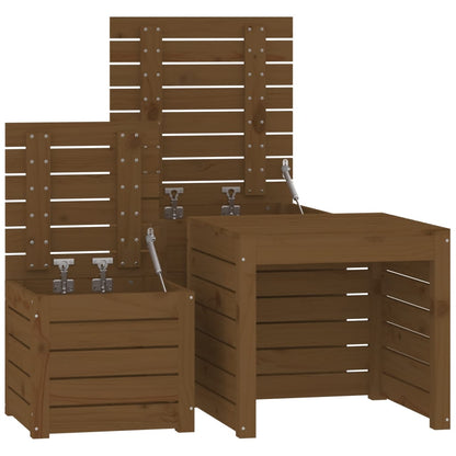3-tlg. Gartenbox-Set Honigbraun Massivholz Kiefer - Pazzar.ch