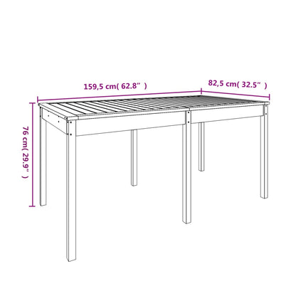 Gartentisch 159,5x82,5x76 cm Massivholz Kiefer - Pazzar.ch