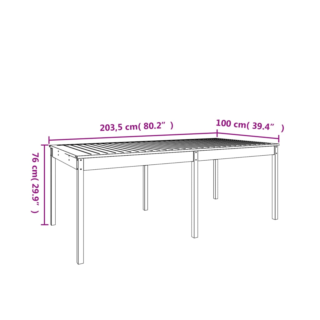 Gartentisch Honigbraun 203,5x100x76 cm Massivholz Kiefer - Pazzar.ch