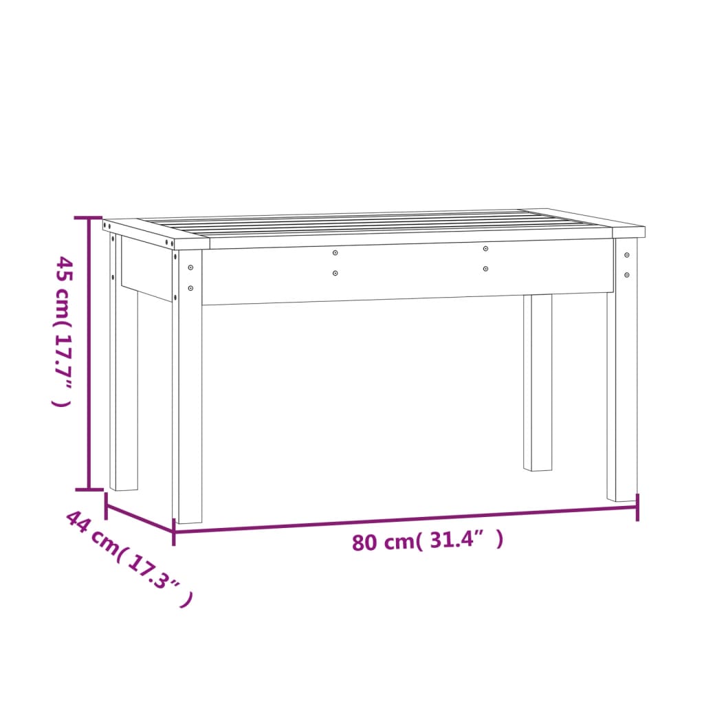 Gartenbank Schwarz 80x44x45 cm Massivholz Kiefer - Pazzar.ch