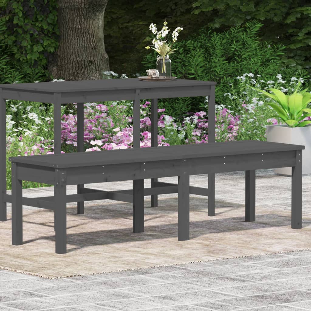 Gartenbank 2-Sitzer Grau 159,5x44x45 cm Massivholz Kiefer - Pazzar.ch