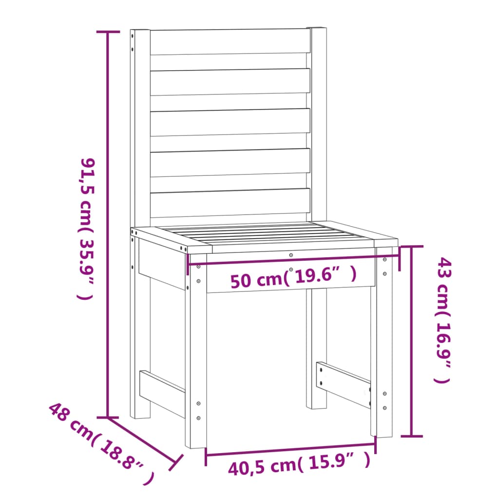 Gartenstühle 2 Stk. 50x48x91,5 cm Massivholz Douglasie