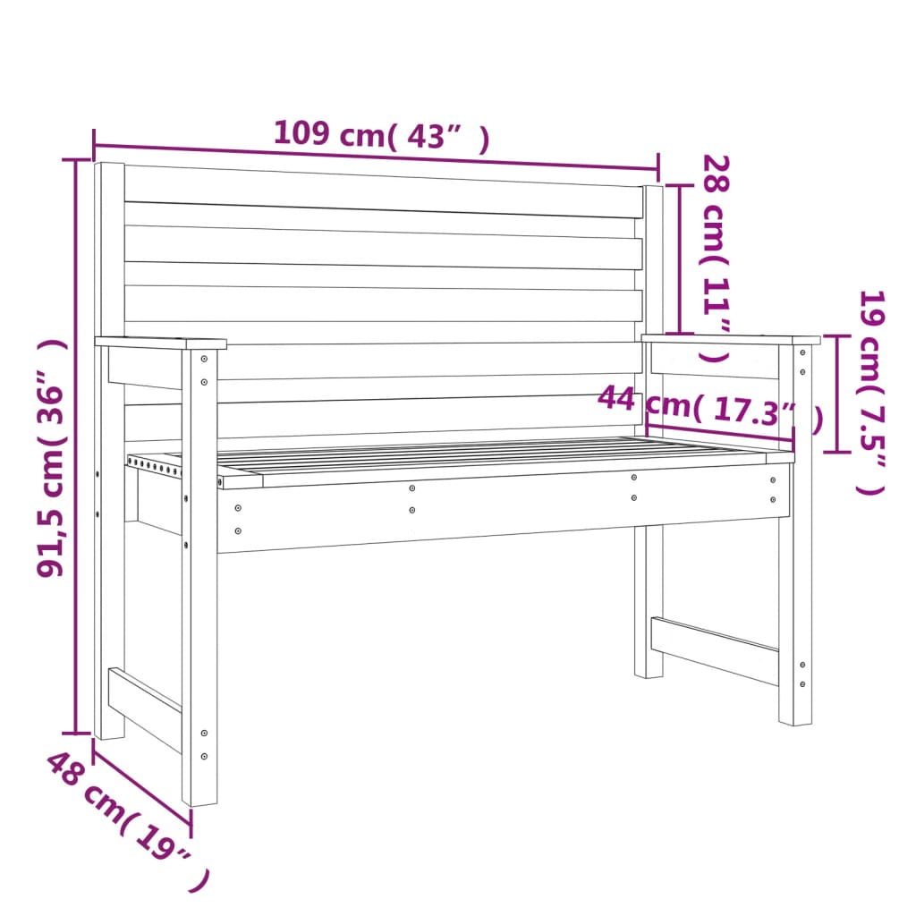 Gartenbank 109x48x91,5 cm Massivholz Douglasie - Pazzar.ch