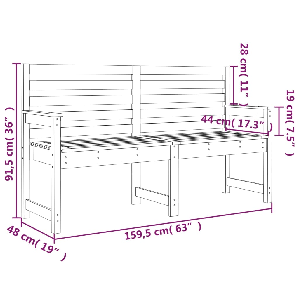 Gartenbank Honigbraun 159,5x48x91,5 cm Massivholz Kiefer - Pazzar.ch