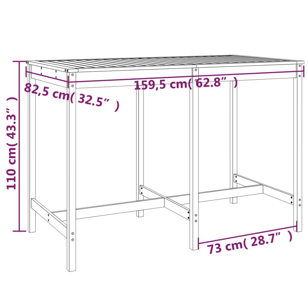 Gartentisch 159,5x82,5x110 cm Massivholz Douglasie - Pazzar.ch